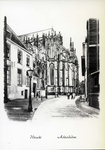 836631 Gezicht op het koor van de Domkerk te Utrecht, vanaf Achter de Dom.N.B. Dit betreft een scan van een ...